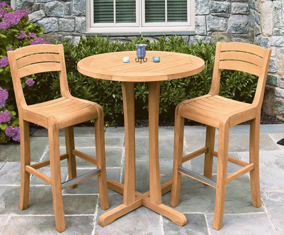 outdoor teak bar table and stools